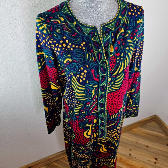 GOLDWORM Rare Vintage 70's Modern Art Italian Wool Dress - Picture 13 of 14